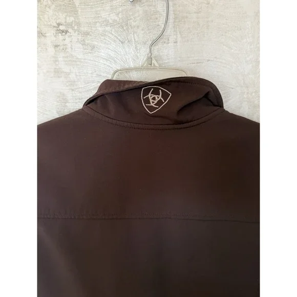 Ariat Softshell Vest Dark Brown Western Lightweight Zip Fleece Lined Mens Medium - Picture 8 of 12